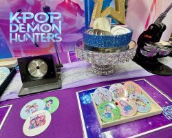Kpop Demon Hunters Theme Button Merch Table